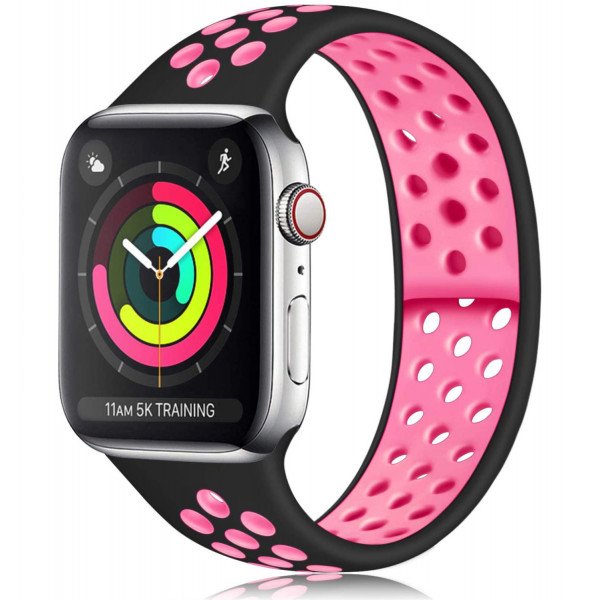Wholesale Breathable Sport Strap Wristband Replacement for Apple Watch Series 8/7/6/5/4/3/2/1/SE - 41MM/40MM/38MM (Black Pink)